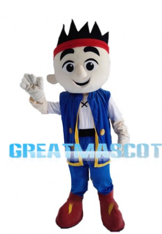 Short Hair Boy With Red Headband Mascot Costume