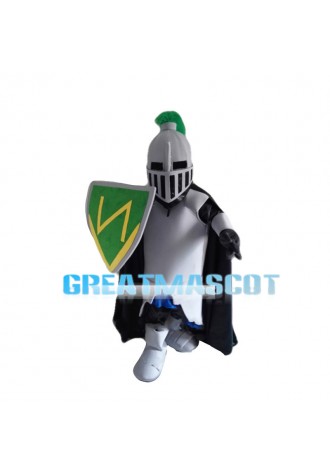 White Samurai Holding Shield Mascot Costume