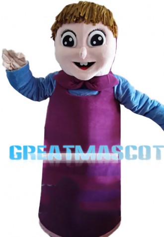 Kitchen Lady With Purple Apron Mascot Costume