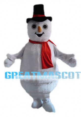 Christmas Snowman With Hat Mascot Costume