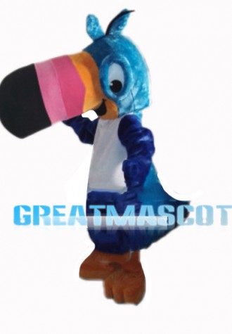 Blue Parrot With Colorful Beak Mascot Costume