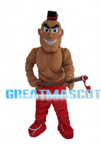 Black Warrior Carrying Stick Mascot Costume