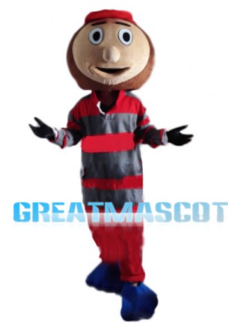 Player In Striped Shirt Mascot Costume For Team