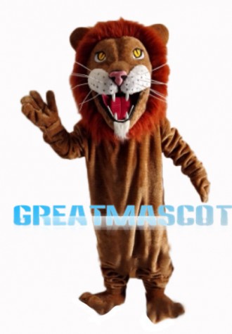 Scary Lion With Red Brown Mane Mascot Costume