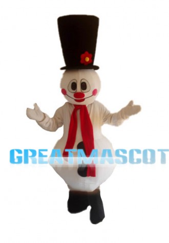 Snowman With Red Blush Mascot Costume