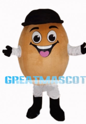 Coffee Bean With Black Hat Mascot Costume