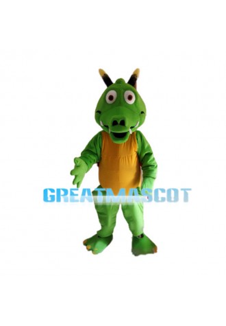 Green Dragon With Red Wings Mascot Costume