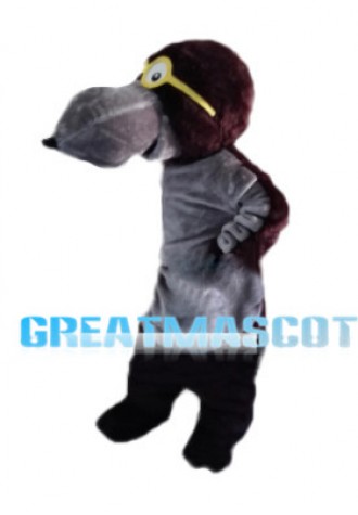 Long Mouth Wolf With Yellow Glasses Mascot Costume