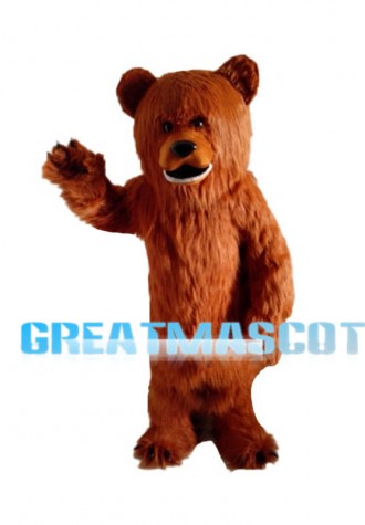 Manic Hairy Brown Bear Mascot Costume