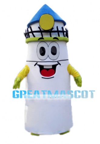 White Tall Tower Mascot Costume