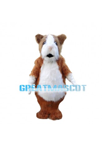 Amicable Hairy Brown & White Chipmunk Mascot Costume