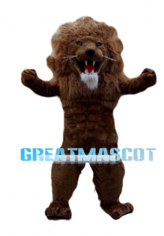 Muscle Lion With Wavy Mane Mascot Costume