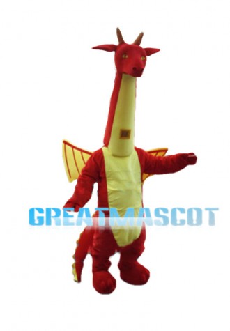 Long Neck Red & Yellow Charizard Mascot Costume