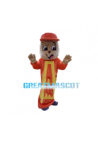 Worker Squirrel With Orange Cap Mascot Costume
