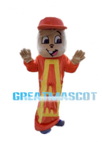 Worker Squirrel With Orange Cap Mascot Costume