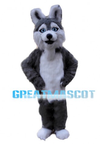 Furry Wolf With Light Blue Eyes Mascot Costume