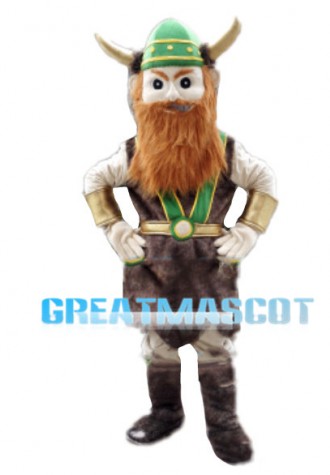 Confident Warrior With Brown Beard Mascot Costume