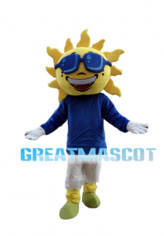 Brilliant Sun With Blue Glasses Mascot Costume