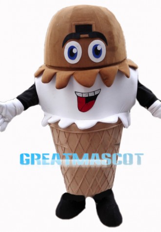 Huge Cartoon Double Scoop Ice Cream Cone Mascot Costume 