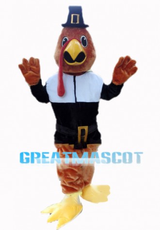 Cartoon Pilgrim Turkey Mascot Costume 