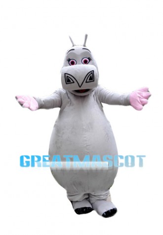 Lovely Cartoon Grey Hippo Mascot Costume 