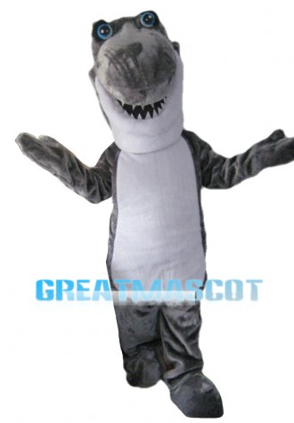 Happy Grey Shark Mascot Costume