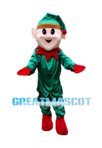 Friendly Christmas Elf Mascot Costume 