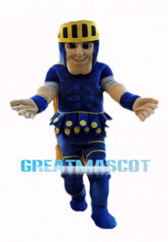 Muscular Blue Knight Mascot Costume 