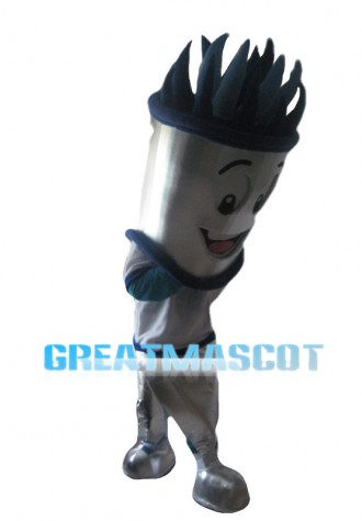 Cartoon Silver Tin Bucket Man Mascot Costume 