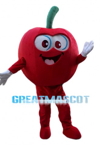 Complacent Cartoon Red Apple Mascot Costume 