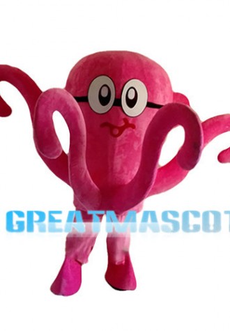 Adult Cartoon Pink Octopus Mascot Costume 