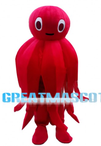 Cute Cartoon Red Octopus Mascot Costume 