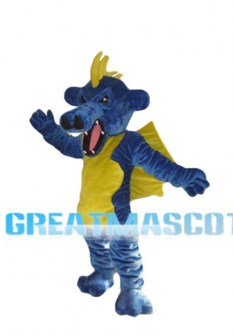 Fierce Navy Blue & Yellow Flying Dragon Mascot Costume 