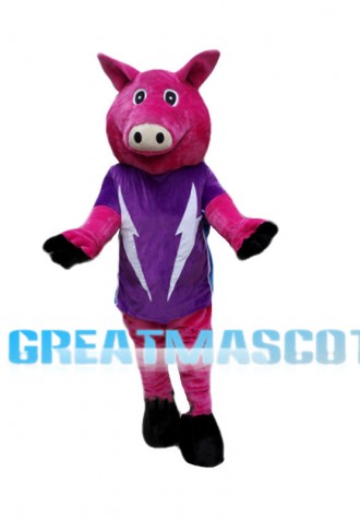 Rose Red Pig Mascot Costume 