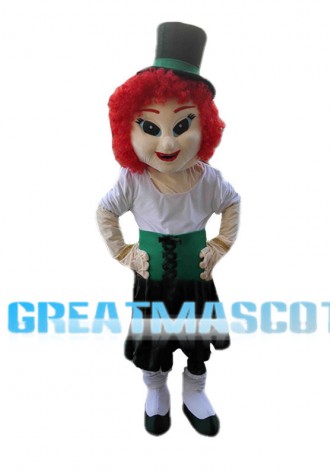 Red Hair Dancer Mascot Costume 