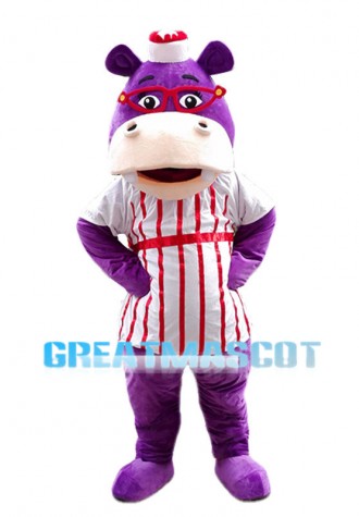 Sweet Cartoon Hallie McStuffins the Purple Hippopotamus Mascot Adult Costume