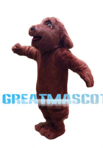 Naughty Brown Dog Long Fur Mascot Costume