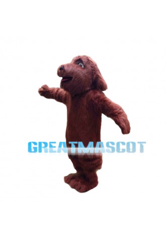 Naughty Brown Dog Long Fur Mascot Costume