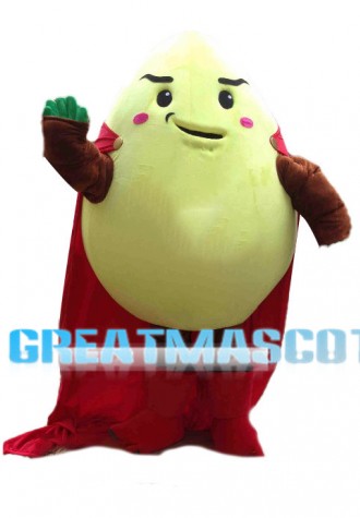Embarrassed Cartoon Egg Superman Mascot Costume 