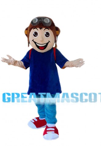 Courageous Pilot Boy Mascot Costume 
