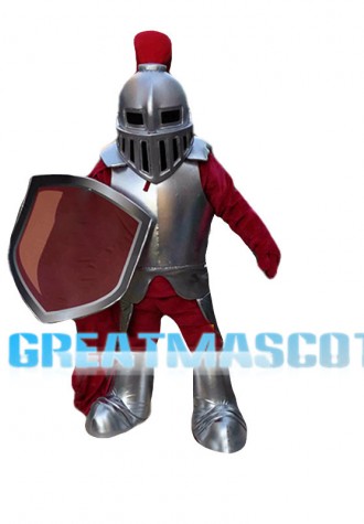 Silver & Red Armor Knight Mascot Costume 