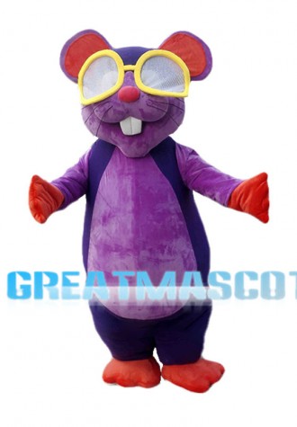 Purple Mouse Pilot Mascot Costume 