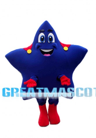 Adult Cartoon Blue Star Superhero Mascot Costume 