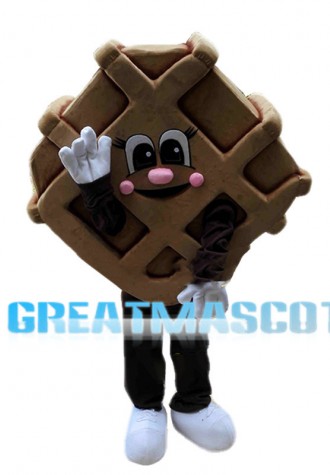 Adult Cartoon Chocolate Waffle Mascot Costume 