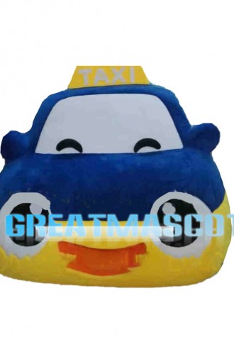 Cute Cartoon Purple Taxi Car Mascot Costume 
