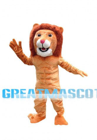 Power Red Brown Lion Animal Mascot Costume 