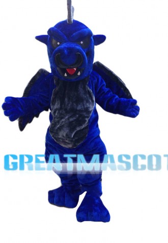 Fierce Blue & Gray Flying Dragon Mascot Costume