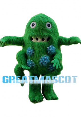 Green Bacterium Fur Monster Mascot Costume