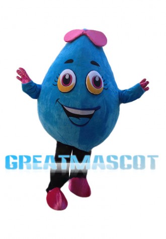 Deluxe Cartoon Blue Water Drop Girl Mascot Costume