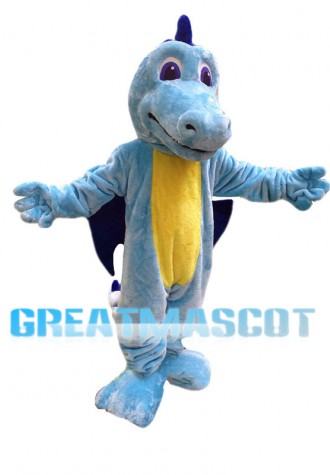 Friendly Blue Flying Dragon Mascot Costume 